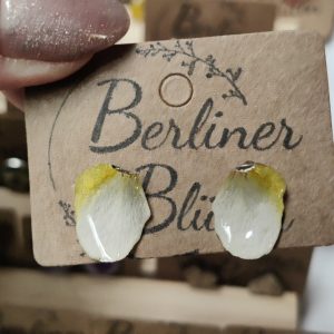 weiß gelbe Orchidee Ohrstecker