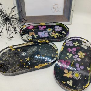 ovale Untersetzer / Schmuckschale schwarz