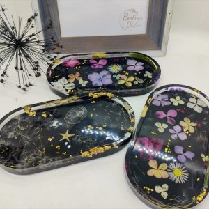 ovale Untersetzer / Schmuckschale schwarz